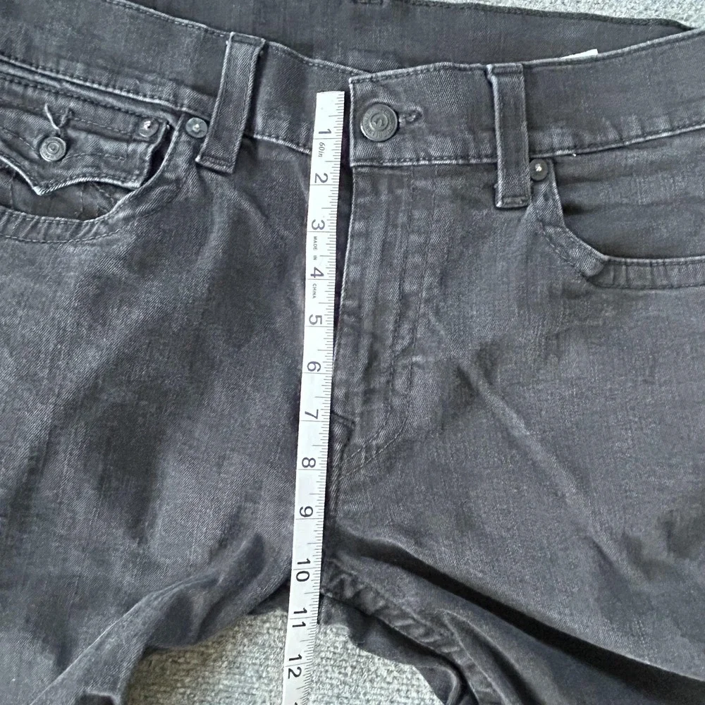 True Religion Ricky Relaxed Straight Jeans Mens 36x33 Black Rinse Flap‎ Pockets